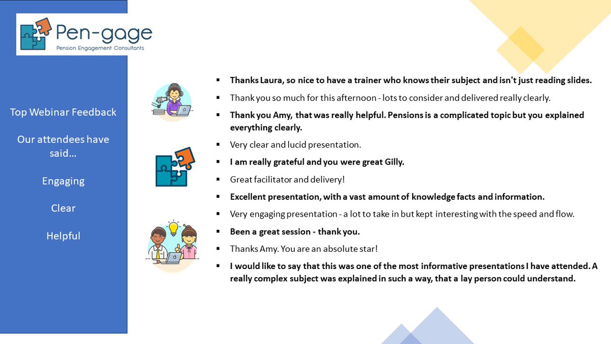 PengageLtd's tweet photo. Rachel's top 10 (ish) feedback quotes from some of the webinars over the last couple of months [52 in case we forgot]...
Amazing job. https://t.co/n8tWmiWxJe