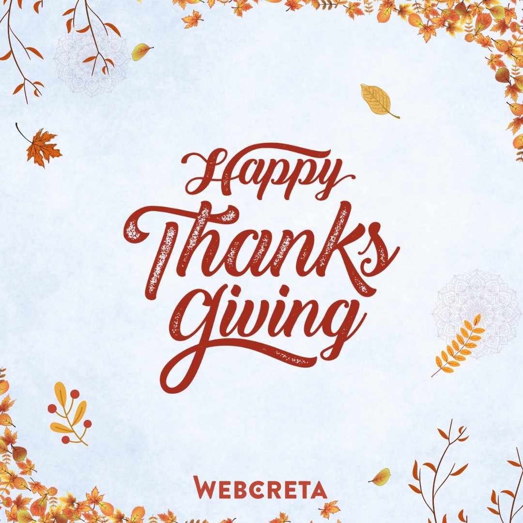 webcreta's tweet photo. Thanksgiving is a time to appreciate those who make our journey special. Wishing you a joyous and fulfilling Thanksgiving! 

#WebcretaTechnologies #ClientGratitude #ThankfulClients #ThanksgivingCheers #BusinessGratitude #ClientLove #PartnershipThanks #ClientRelations https://t.co/MhlgohF0oS