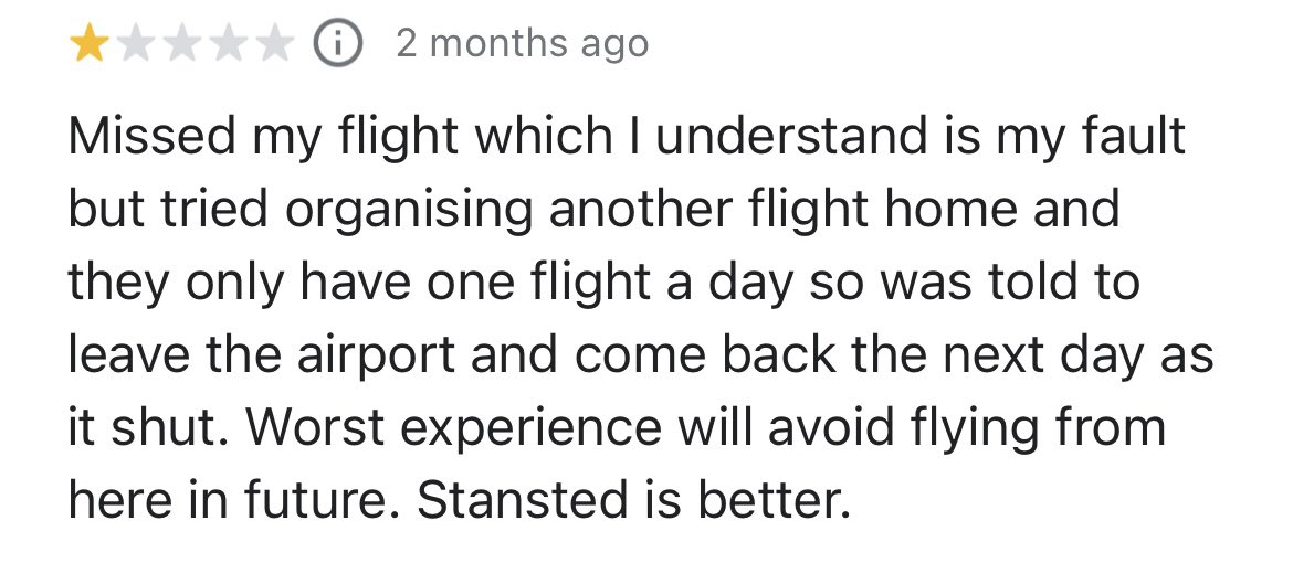 This one-star online review of Benbecula Airport just keeps on giving.