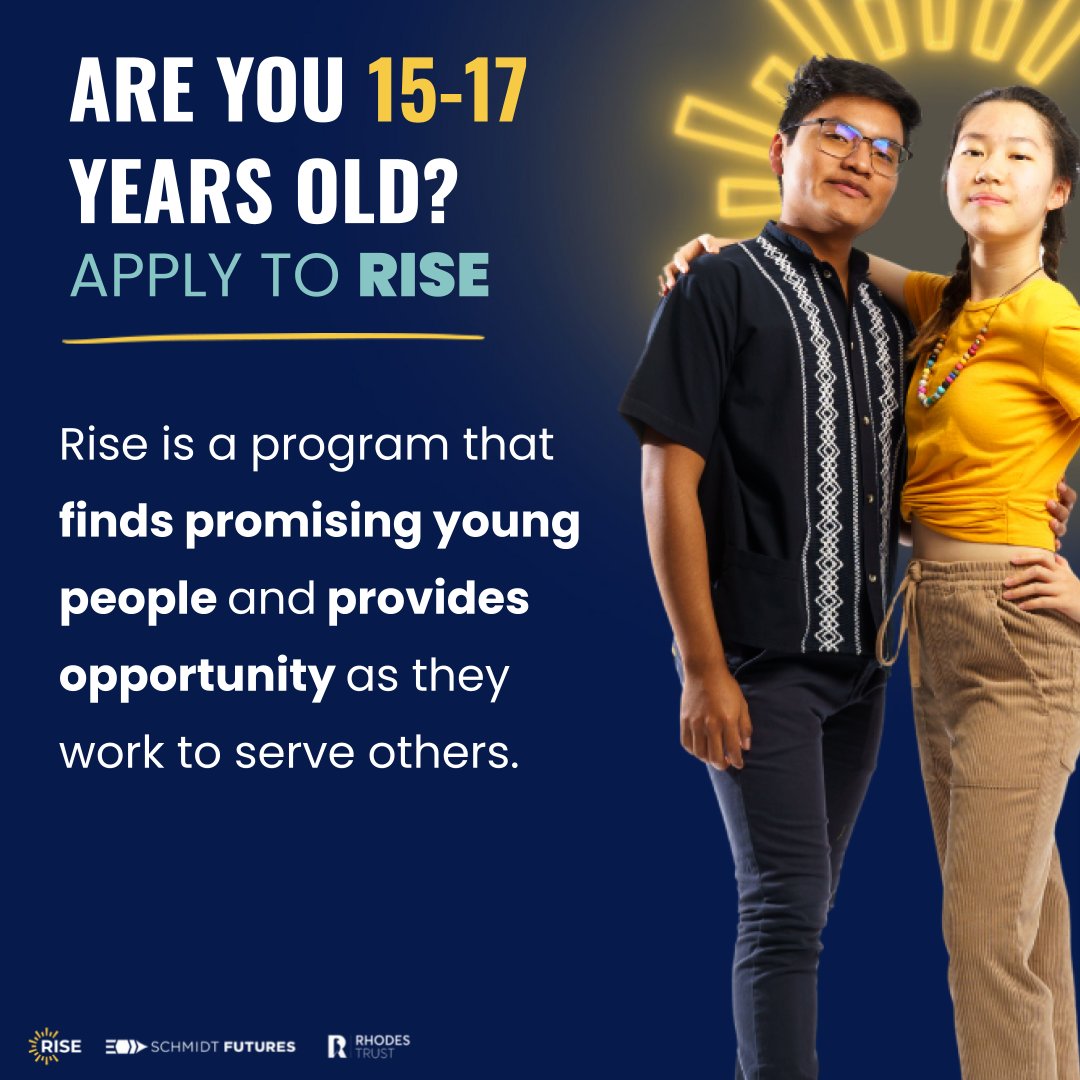 AMIDEAST_EGYPT's tweet photo. If you’re 15-17 years old &amp; want to make positive change in the world, check out our partner 
@risefortheworldRise cultivates a global network of promising young people who work to serve others. Applications open ‘til 17 Jan 2024.
Get started at https://t.co/206K6xLI1J https://t.co/wPub50V78S
