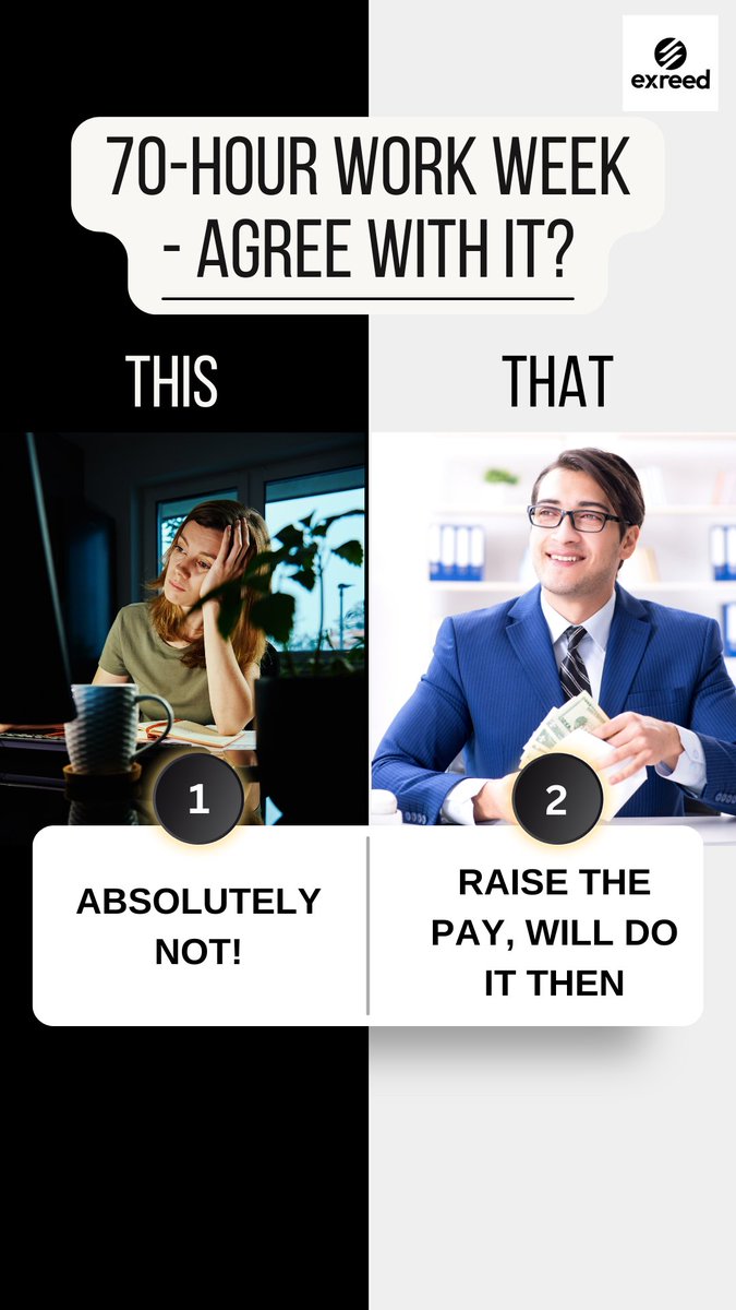exreed_'s tweet photo. What's your opinion?🤔
https://t.co/iWED7wBqYw
📲 +91-8519875515
📩 contact@exreed.com
#exreed #JobsInIndia #student #education #thisorthat #70hourworkweek #career #CareerBuilding https://t.co/vSOIq5dHnG