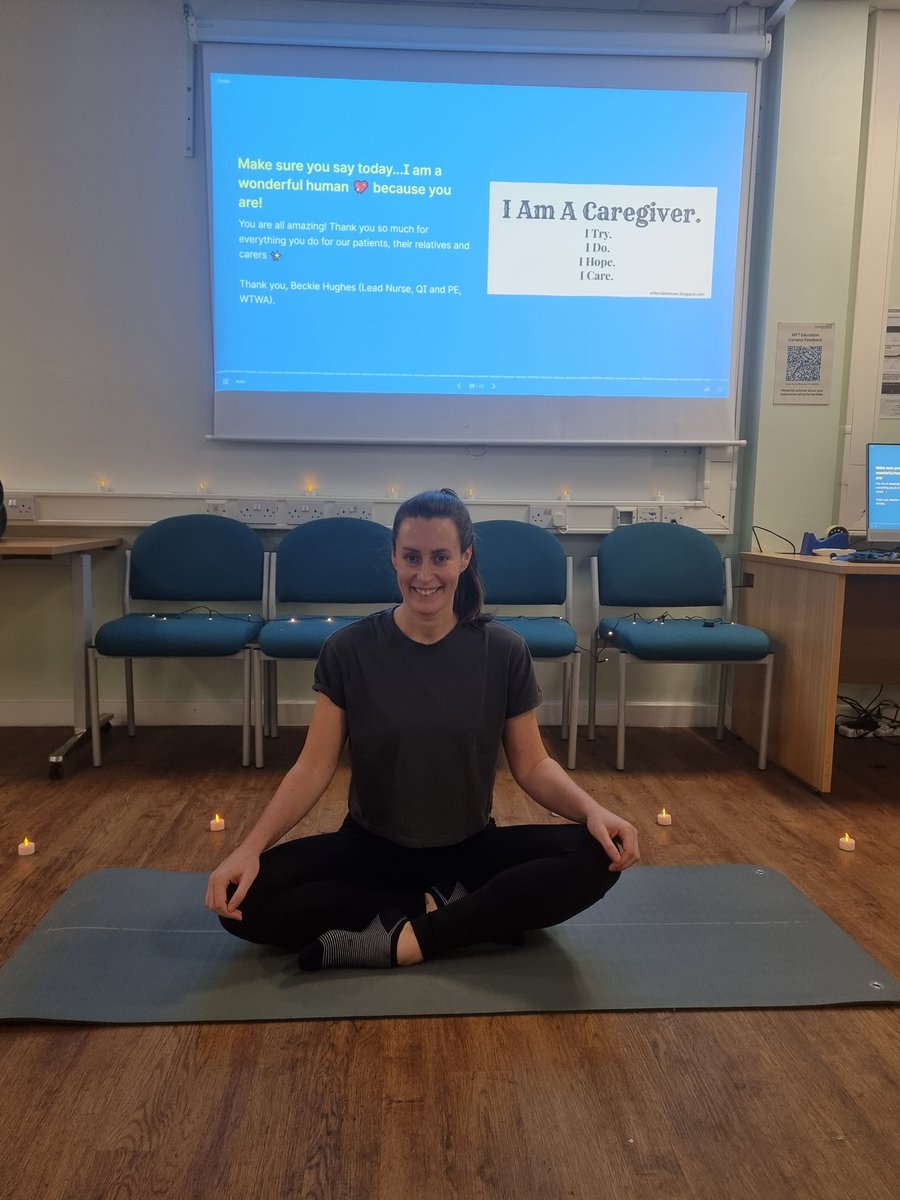 Our lovely @lisa_murray123 is about to start the yoga session... for all our NAs wanting to practice their downward dog, head over to seminar room 7 in the ERC. #NursingSupportWorkersDay #wellbeing @himynameisjaneg @TntTracy73 @Narinde40612684 @QualityWTWA