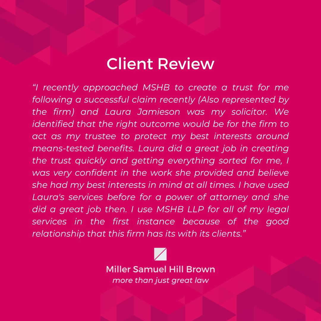 We are delighted to have received a positive review from one of our clients who sought our #PrivateClient team's assistance with a #PowerofAttorney and later with creating a #trust. 

#CustomerReview #LegalAdvice