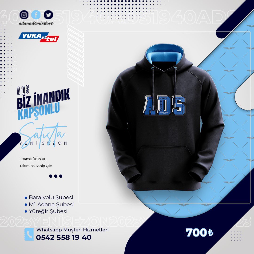 AdanaDemirStore's tweet photo. Yeni sezon #sweat ürünlerimiz https://t.co/JDPpUCrvZf ve tüm Adana Demir Store mağazalarımızda satışta!
🔵#M1Avm 🔵#DuyguCafe 🔵#Optimum https://t.co/79QTP01XZa