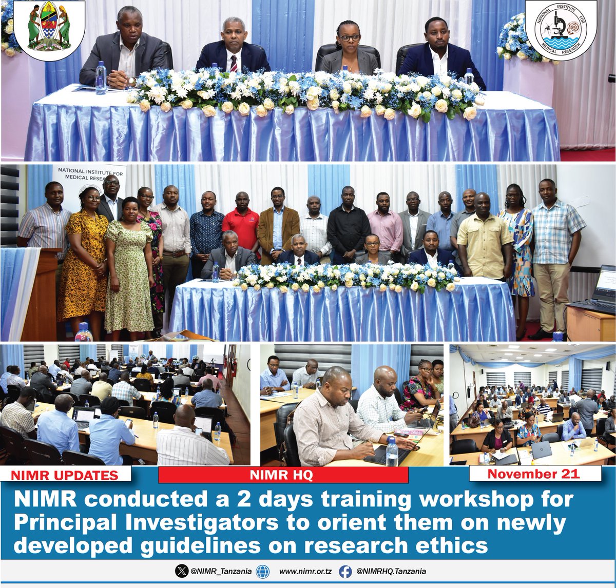 NIMR Tanzania (@nimr_tanzania) on Twitter photo ๐ก๐๐ ๐ฅ ๐ฐ๐ผ๐ป๐ฑ๐๐ฐ๐๐ฒ๐ฑ ๐ฎ ๐ฎ-๐ฑ๐ฎ๐ ๐๐ฟ๐ฎ๐ถ๐ป๐ถ๐ป๐ด ๐๐ผ๐ฟ๐ธ๐๐ต๐ผ๐ฝ ๐ณ๐ผ๐ฟ ๐๐ฟ๐ถ๐ป๐ฐ๐ถ๐ฝ๐ฎ๐น ๐๐ป๐๐ฒ๐๐๐ถ๐ด๐ฎ๐๐ผ๐ฟ๐ ๐๐ผ ๐ผ๐ฟ๐ถ๐ฒ๐ป๐ ๐๐ต๐ฒ๐บ ๐ผ๐ป ๐ป๐ฒ๐๐น๐ ๐ฑ๐ฒ๐๐ฒ๐น๐ผ๐ฝ๐ฒ๐ฑ ๐ด๐๐ถ๐ฑ๐ฒ๐น๐ถ๐ป๐ฒ๐ ๐ผ๐ป ๐ฟ๐ฒ๐๐ฒ๐ฎ๐ฟ๐ฐ๐ต ๐ฒ๐๐ต๐ถ๐ฐ๐
The National Institute for ๐ก๐๐ ๐ฅ ๐ฐ๐ผ๐ป๐ฑ๐๐ฐ๐๐ฒ๐ฑ ๐ฎ ๐ฎ-๐ฑ๐ฎ๐ ๐๐ฟ๐ฎ๐ถ๐ป๐ถ๐ป๐ด ๐๐ผ๐ฟ๐ธ๐๐ต๐ผ๐ฝ ๐ณ๐ผ๐ฟ ๐๐ฟ๐ถ๐ป๐ฐ๐ถ๐ฝ๐ฎ๐น ๐๐ป๐๐ฒ๐๐๐ถ๐ด๐ฎ๐๐ผ๐ฟ๐ ๐๐ผ ๐ผ๐ฟ๐ถ๐ฒ๐ป๐ ๐๐ต๐ฒ๐บ ๐ผ๐ป ๐ป๐ฒ๐๐น๐ ๐ฑ๐ฒ๐๐ฒ๐น๐ผ๐ฝ๐ฒ๐ฑ ๐ด๐๐ถ๐ฑ๐ฒ๐น๐ถ๐ป๐ฒ๐ ๐ผ๐ป ๐ฟ๐ฒ๐๐ฒ๐ฎ๐ฟ๐ฐ๐ต ๐ฒ๐๐ต๐ถ๐ฐ๐
The National Institute for
