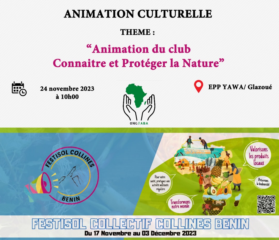 Demain vendredi 24 Novembre 2023, l'équipe sera avec le club Connaître et Protéger la Nature (CPN) du Village de Yawa dans la commune de Glazoué. Nous parlerons de justice climatique et des actions urgentes à mener pour un changement durable. Soyez connecté.es..
