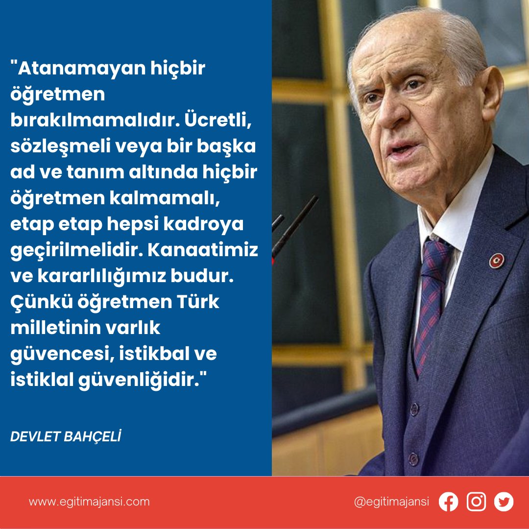 egitimajansi's tweet photo. Devlet Bahçeli: "Atanamayan hiçbir öğretmen bırakılmamalıdır." https://t.co/mdjHaJobg5