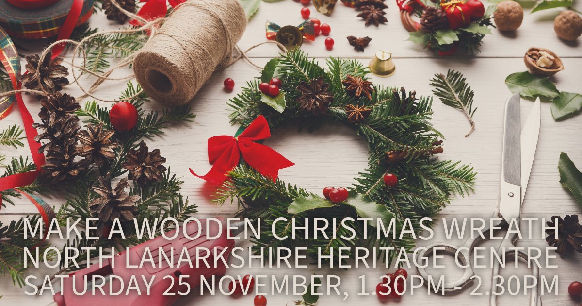 NL_Heritage's tweet photo. π
This week's Saturday Crafts session at North Lanarkshire Heritage Centre is 'Make a Wooden Christmas Wreath'. Stop by from 1.30pm - 2.30pm on Saturday 25 November. Crafts cost Β£2.
Find out more: https://t.co/KvU1hsPxON
#SaturdayCrafts #NorthLanarkshireHeritageCentre https://t.co/4wpC1W5rlN