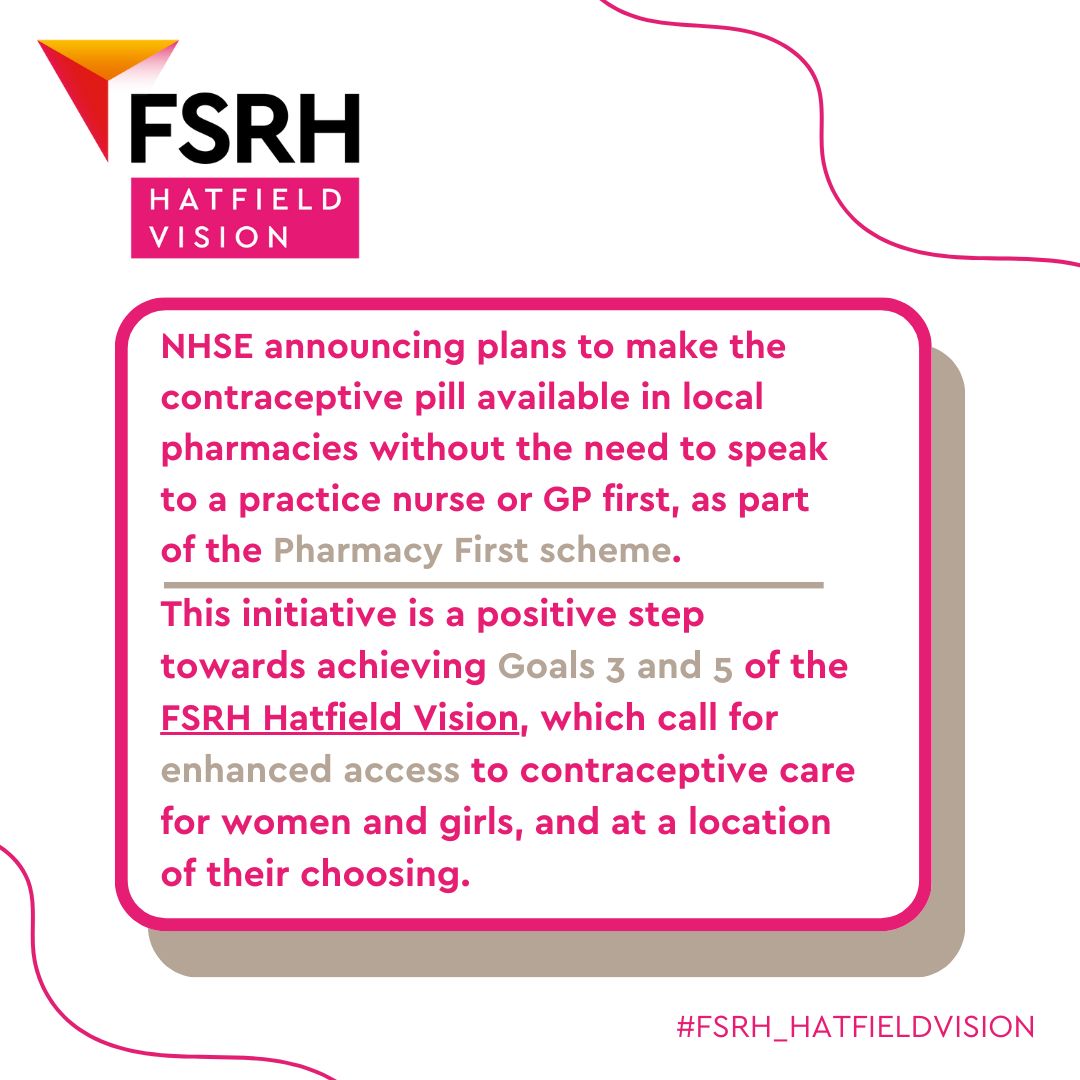 We are delighted to see NHS England delivering on two asks related to the FSRH Hatfield Vision!✨

👉️Please read our statement: t.ly/Mwnnx

#FSRH_HatfieldVision