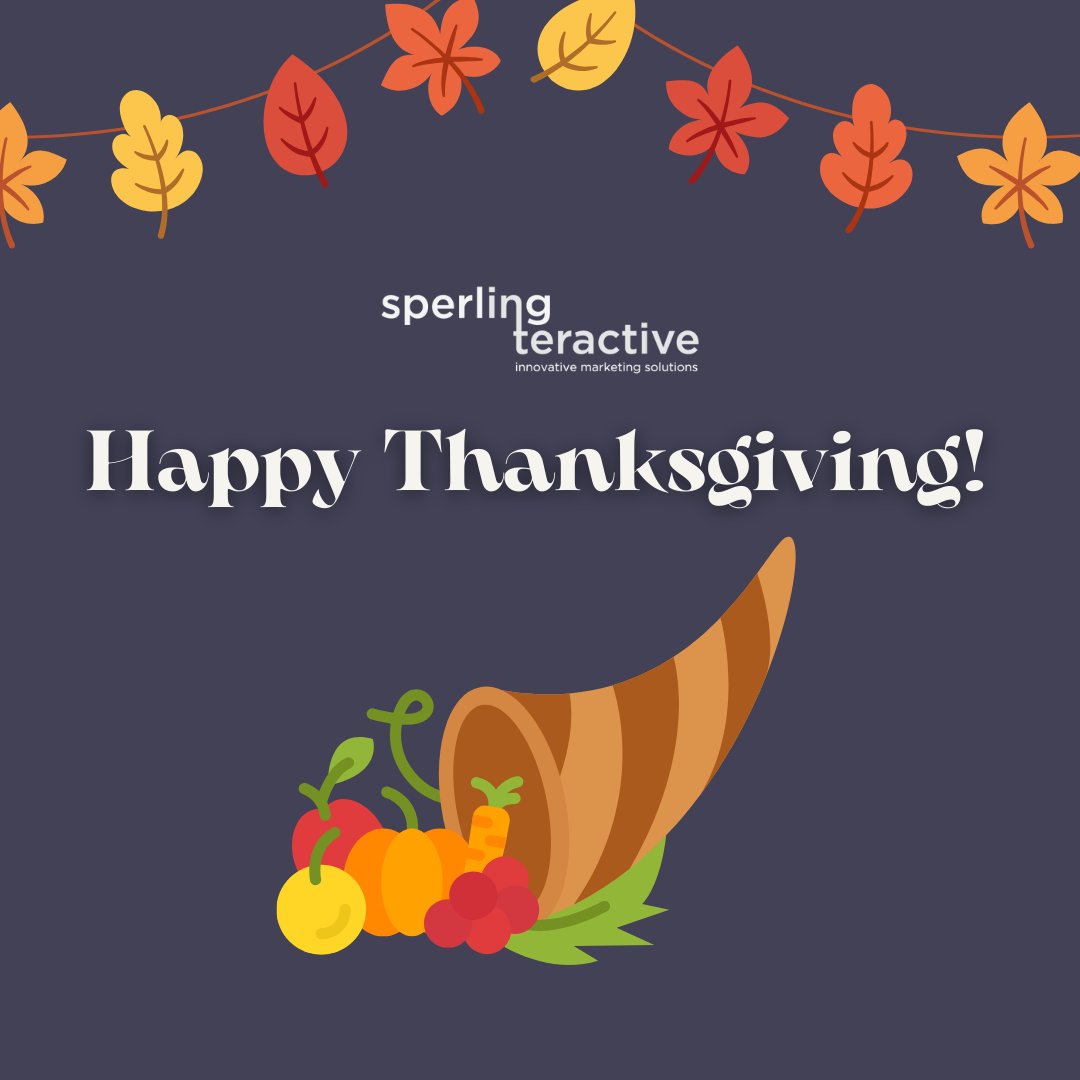 SperlingInterac's tweet image. From all of us at Sperling Interactive, we send our warmest wishes for a memorable and fulfilling Thanksgiving. Thank you for being a part of our community and for inspiring us to strive for excellence every day. 🍁❤️ #HappyThanksgiving