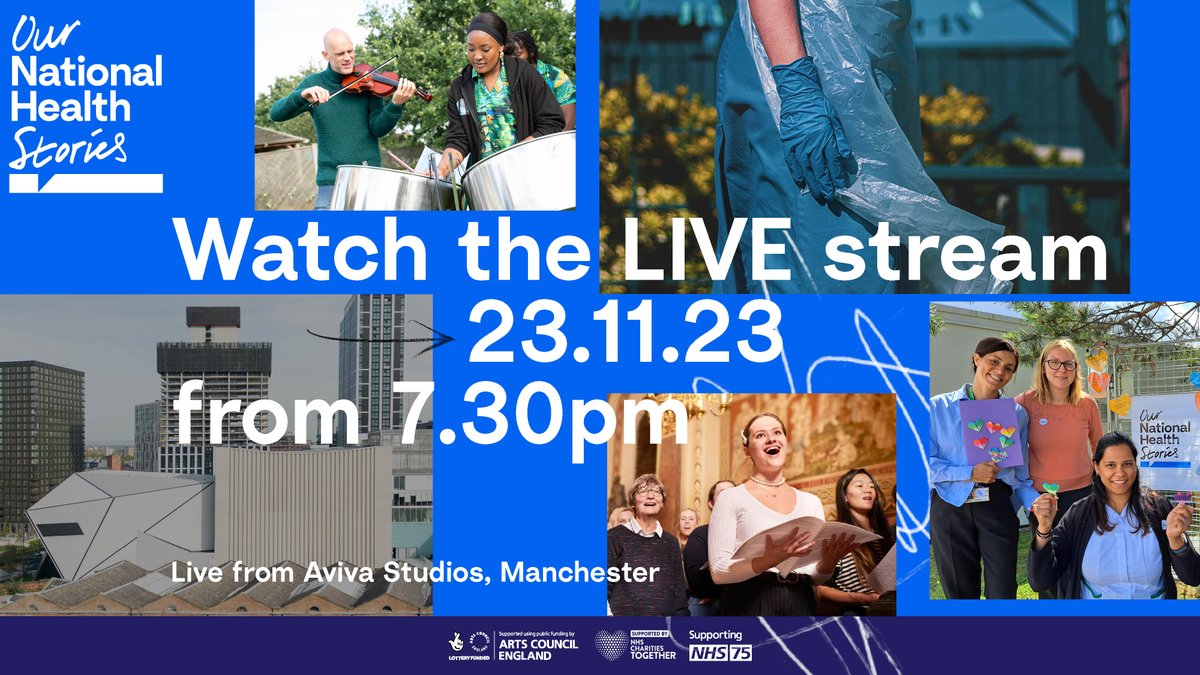 OurNHstories (@ournhstories) on Twitter photo Tonight from 7.30pm, is the big finale of Our National Health Stories with a very special, one-off live show, directed by <a href="/kwamekweiarmah/">Kwame Kwei-Armah</a>, at Aviva Studios, to celebrate 75 years of the NHS.
Livestream: youtube.com/watch?v=dJu9Hn…
<a href="/ace_national/">Arts Council England</a> <a href="/NHSEngland/">NHS England</a> <a href="/NHSCharities/">NHS Charities Together 💙</a> Tonight from 7.30pm, is the big finale of Our National Health Stories with a very special, one-off live show, directed by <a href="/kwamekweiarmah/">Kwame Kwei-Armah</a>, at Aviva Studios, to celebrate 75 years of the NHS.
Livestream: youtube.com/watch?v=dJu9Hn…
<a href="/ace_national/">Arts Council England</a> <a href="/NHSEngland/">NHS England</a> <a href="/NHSCharities/">NHS Charities Together 💙</a>