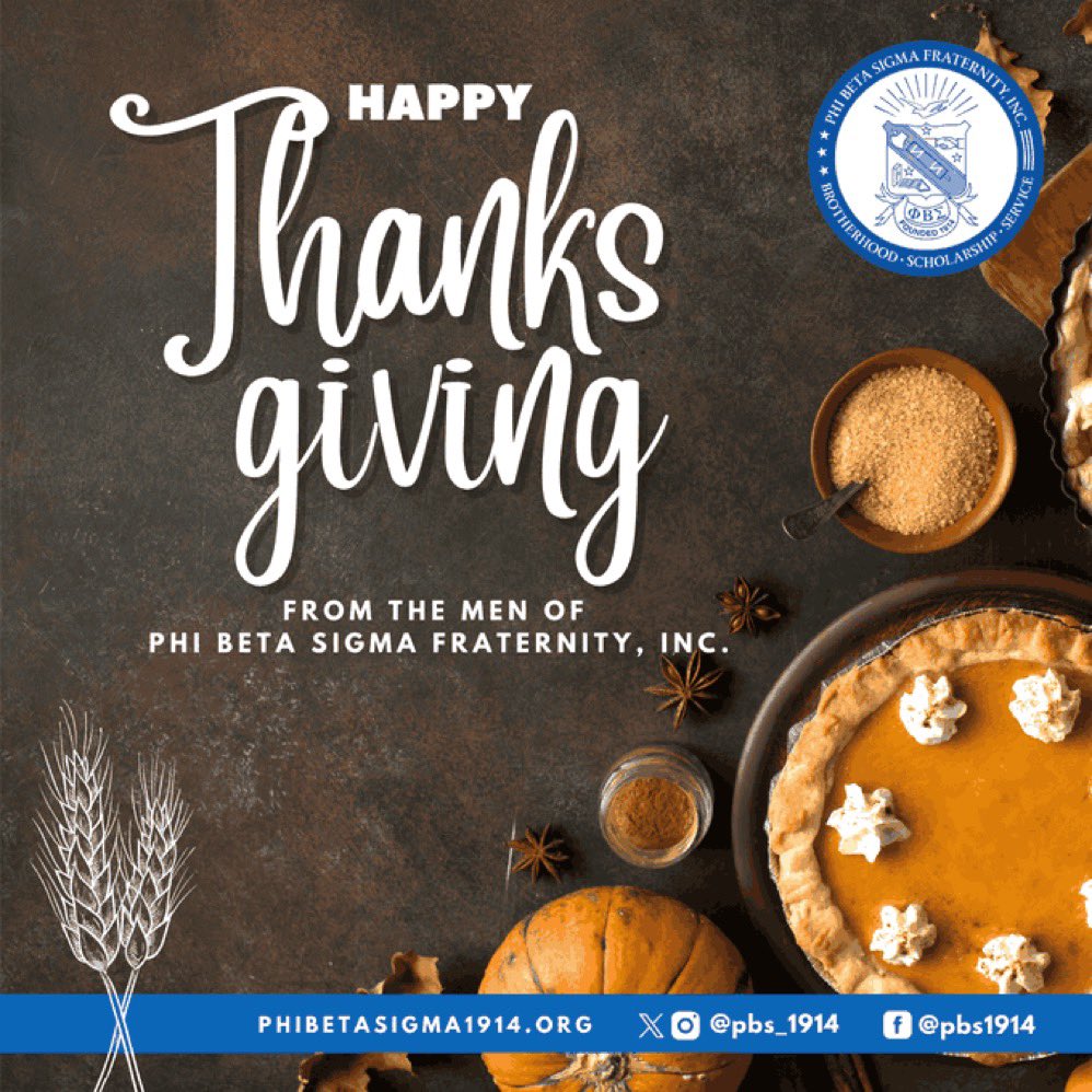 The men of Phi Beta Sigma Fraternity Inc. Zeta Sigma Chapter wish you all a Happy Thanksgiving. Be safe, enjoy your families, be thankful. #pbs1914 #Sigma109