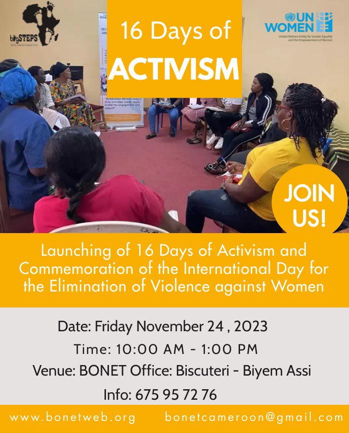 BONET_CM's tweet photo. Join Us! #EndViolenceAgainstWomen #EndGBV #UNWomen #BONET https://t.co/Nzqm52ibYi