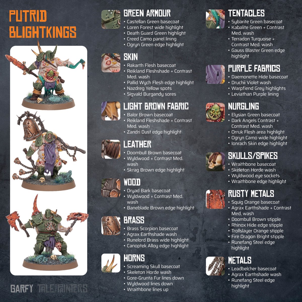 Here's how I painted my Putrid Blightkings. 

Reposts greatly appreciated to help this reach more people who would find it useful. Thanks. 
#warhammer #warhammercommunity