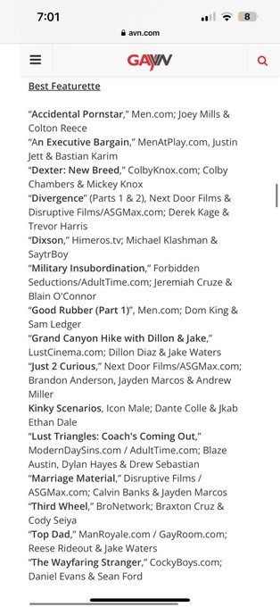 Thank you @GayVN. It&rsquo;s always an honor to be mentioned with all of these incredible performers. Looking<a class="tags" href="/tag/gayvn">@gayvn</a>