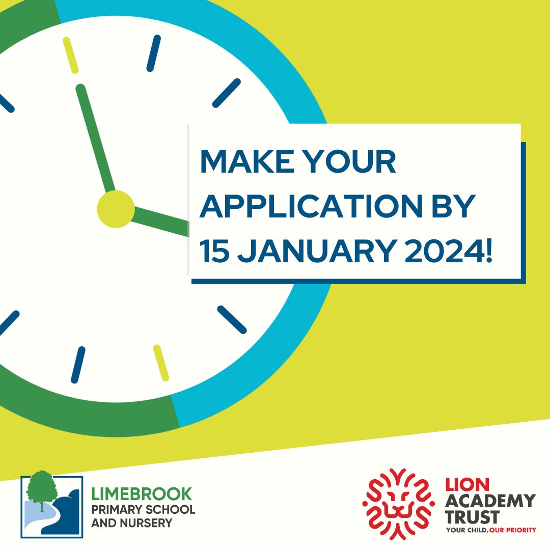 Want to send your child to Limebrook Primary School & Nursery? Make sure you've completed your application form by the deadline! Spaces are filling fast, we can't wait to open our doors to all of our pupils in September 2024. limebrookprimary.net/admissions-2 #MaldonEssex #Admissions2024
