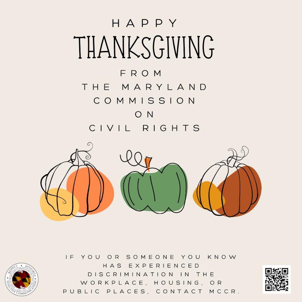 Happy Thanksgiving Everyone!

#MCCRUnited #KnowYourRights #SupportingFamilies  #SupportingIndividuals #SupportAll #MCCRUnited #EquityforAll