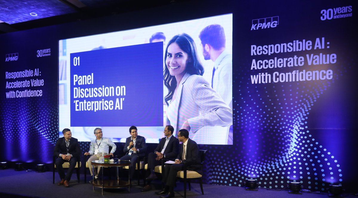 Adoption of #generativeAI within enterprises is fraught with risks if they are not managed well throughout the AI lifecycle: Rahul Singhal, @KPMGIndia in a panel discussion on '#EnterpriseAI'.