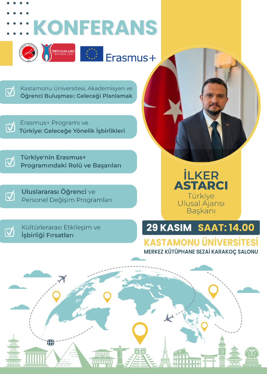 kuerasmus's tweet photo. Avrupa Birliği Eğitim ve Gençlik Programları Merkezi Başkanı Sayın İlker ASTARCI Üniversitemizi ziyarete geliyor. @kastamonuunv @ulusalajans @ilkerastarci https://t.co/pR1khHnWoO