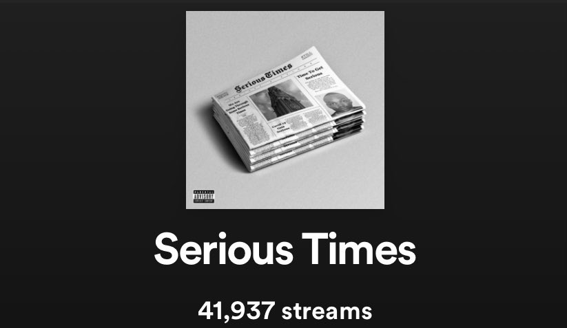 SeriousXSyikes's tweet image. Love to everyone running serious times 🗞️ on @Spotify