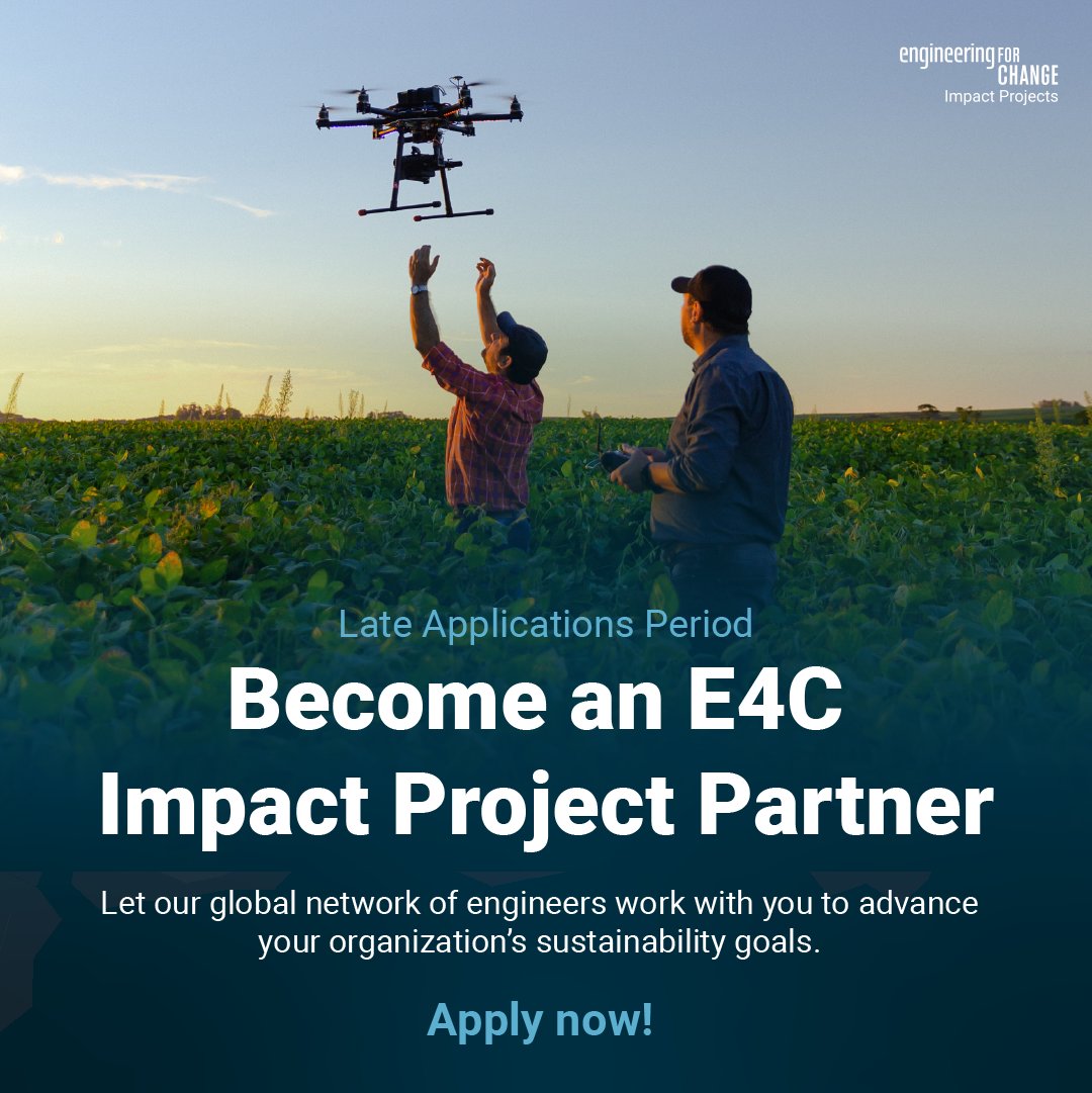 engineer4change's tweet photo. We’ve extended the deadline for Impact Projects applications to November 30th, 2023.
Leave your organization’s sustainability goals in our hands.
Learn more at https://t.co/rOv2dT4sC8
#E4CImpact #SustainabilityPartnership #GlobalEngineer https://t.co/ZIAPqzXELx