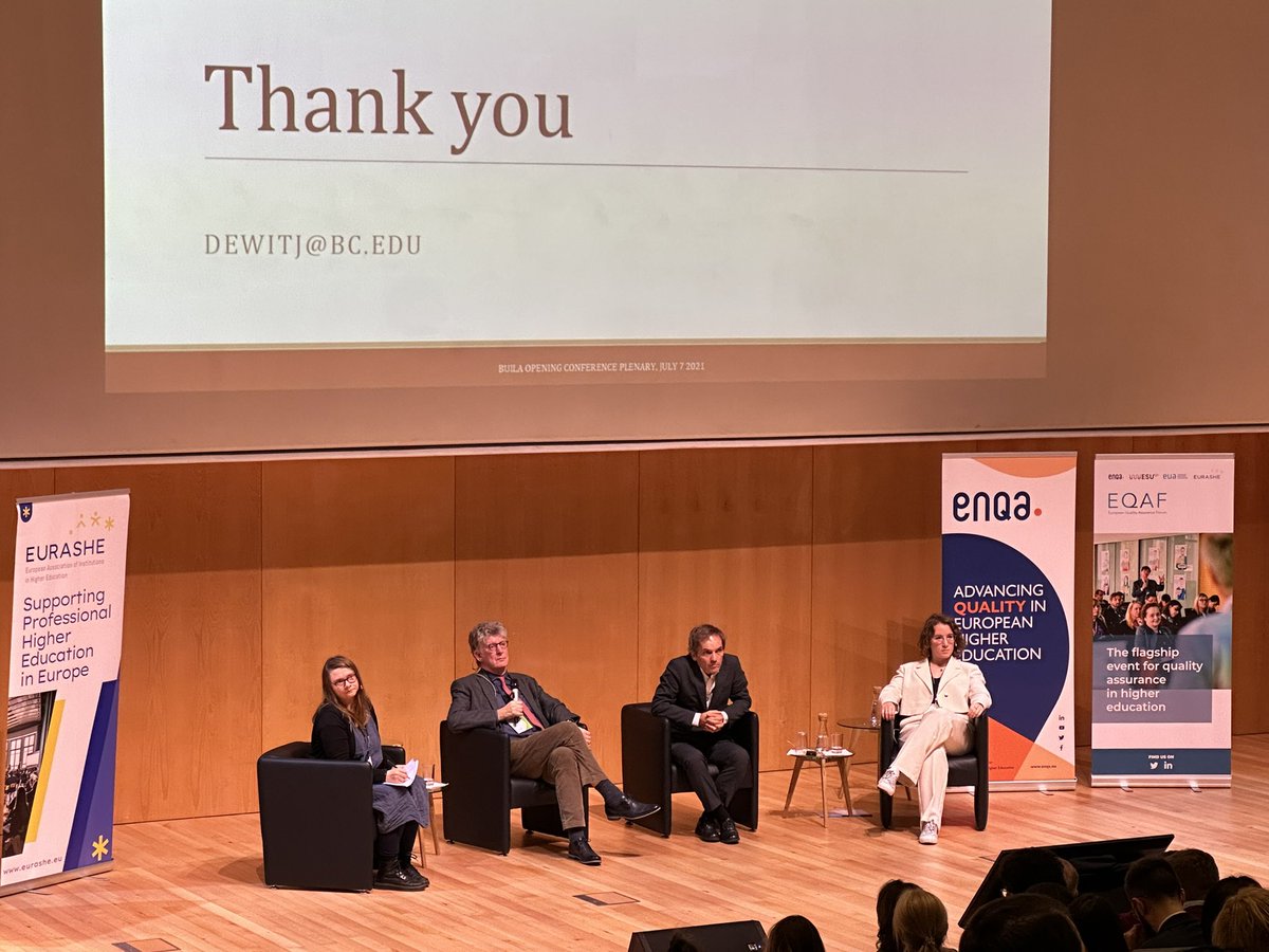 Kicking off #EQAF with a session on QA in Internationalisation where <a href="/NVAO/">NVAO</a> got 2 mentions for developing assessment frameworks for internationalisation (CeQuInt) and for European University Alliances (EUniQ) 💪