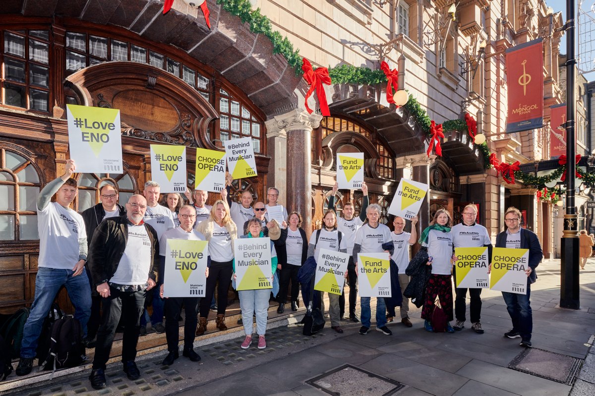 ✊ Today musicians in the English National Opera orchestra delivered over 150 letters urging <a href="/E_N_O/">English National Opera</a> management to reconsider proposals to axe 19 jobs in the orchestra &amp; make the company part-time