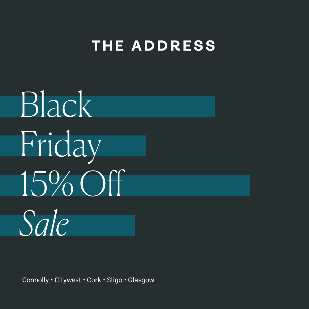 Our Black Friday Sale is now on. We are offering 15% off Room Only and Bed and Breakfast rates.😀😊

Connolly - ow.ly/Emb950QaOFo
Citywest - ow.ly/VqSA50QaOFs
Cork - ow.ly/sjKr50QaOFl
Glasgow - ow.ly/BKxP50QaOFi
Sligo - ow.ly/zRLZ50QaOFn