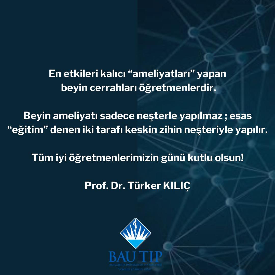 turkerkilic's tweet photo. ÖĞRETMENLER GÜNÜNÜZ KUTLU OLSUN!

En etkileri kalıcı “ameliyatları” yapan beyin cerrahları öğretmenlerdir.

Beyin ameliyatı sadece neşterle yapılmaz; esas, “eğitim” denen iki tarafı keskin zihin neşteriyle yapılır.

Tüm iyi öğretmenlerimizin günü kutlu olsun! https://t.co/bByVYXnz9O