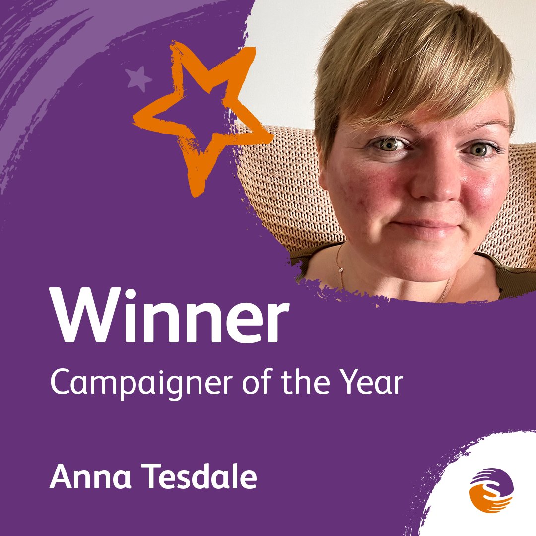 sensecharity's tweet photo. We are thrilled to announce Anna Tesdale as our Campaigner of the Year! 🏆

Anna has shared her experiences with us and bravely told her story to the media to raise awareness of how the #CostOfLivingCrisis is impacting disabled households. (1/2) https://t.co/1fHvWbteLl