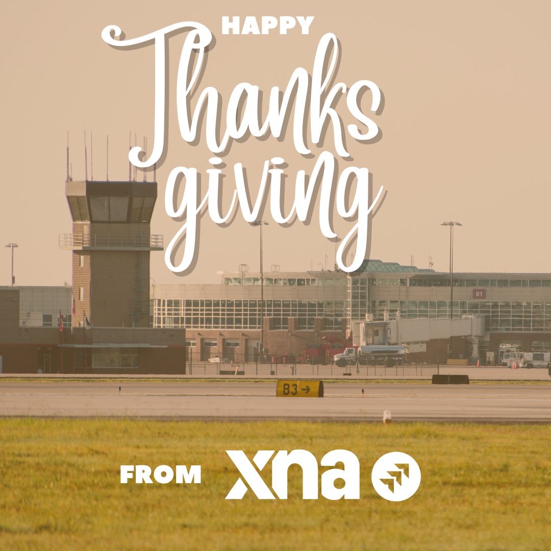 flyxna's tweet photo. Happy Thanksgiving from your friends at XNA🦃✨ 
.
.
#holiday #airportlife #thanksgiving #thursday #flyxna #NWArk https://t.co/GByhy5MEZ8