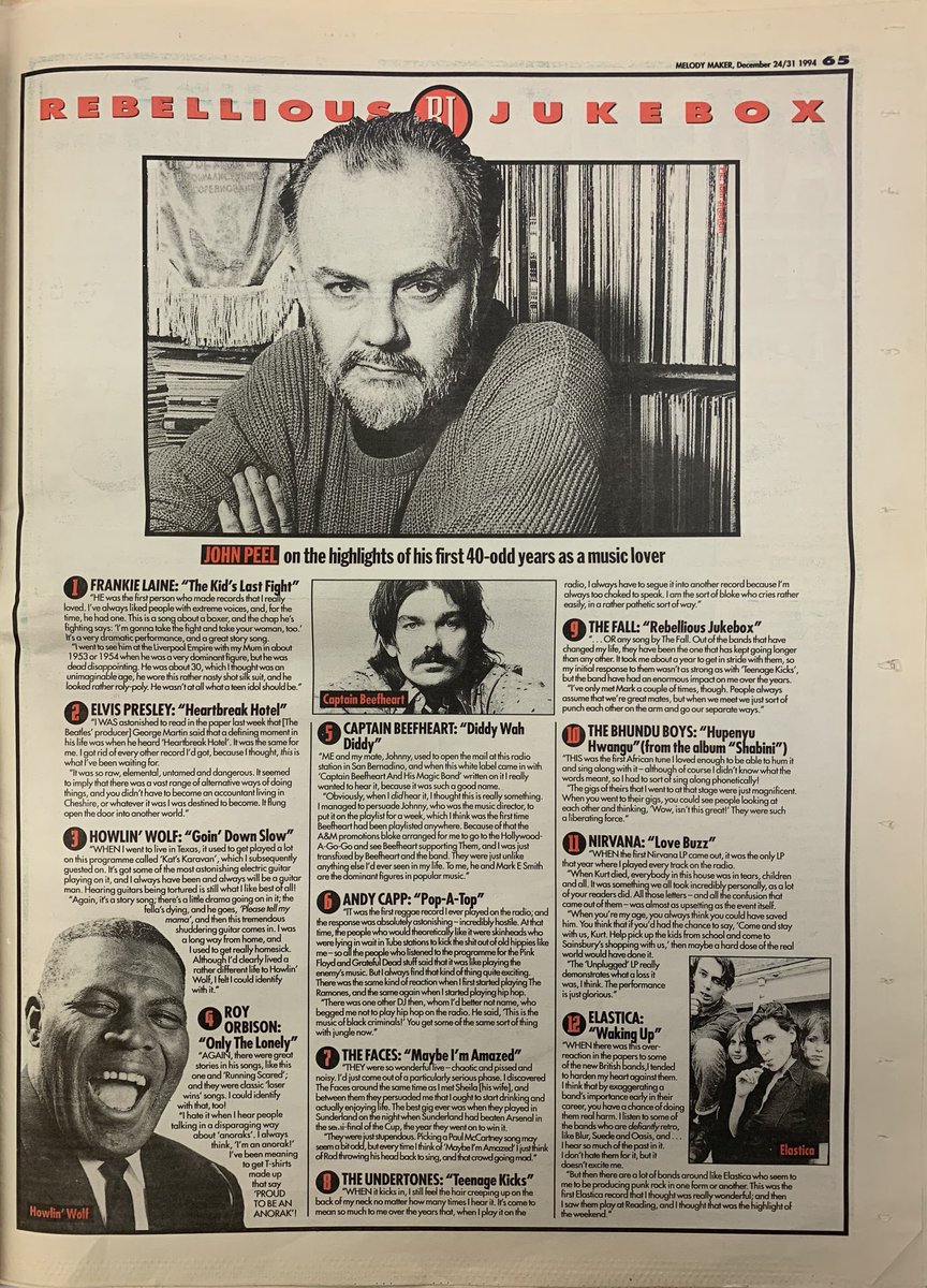 Rebellious Jukebox! John Peel! Melody Maker, 24/31 December 1994. #MelodyMaker 
#MyLifeInTheUKMusicPress #1994