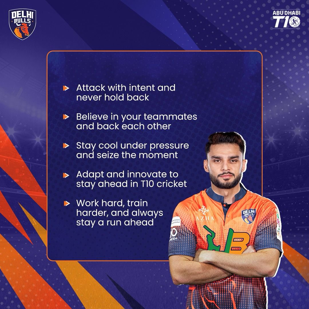 UAEBullsT10's tweet photo. Do you have a victory mantra for the Bulls, ahead of the Abu Dhabi T10 League?πͺ
Share them here π
#DelhiBulls #5days #Cricket #UAE #AbuDhabi #BullsInAction https://t.co/1vNRhPDzyv