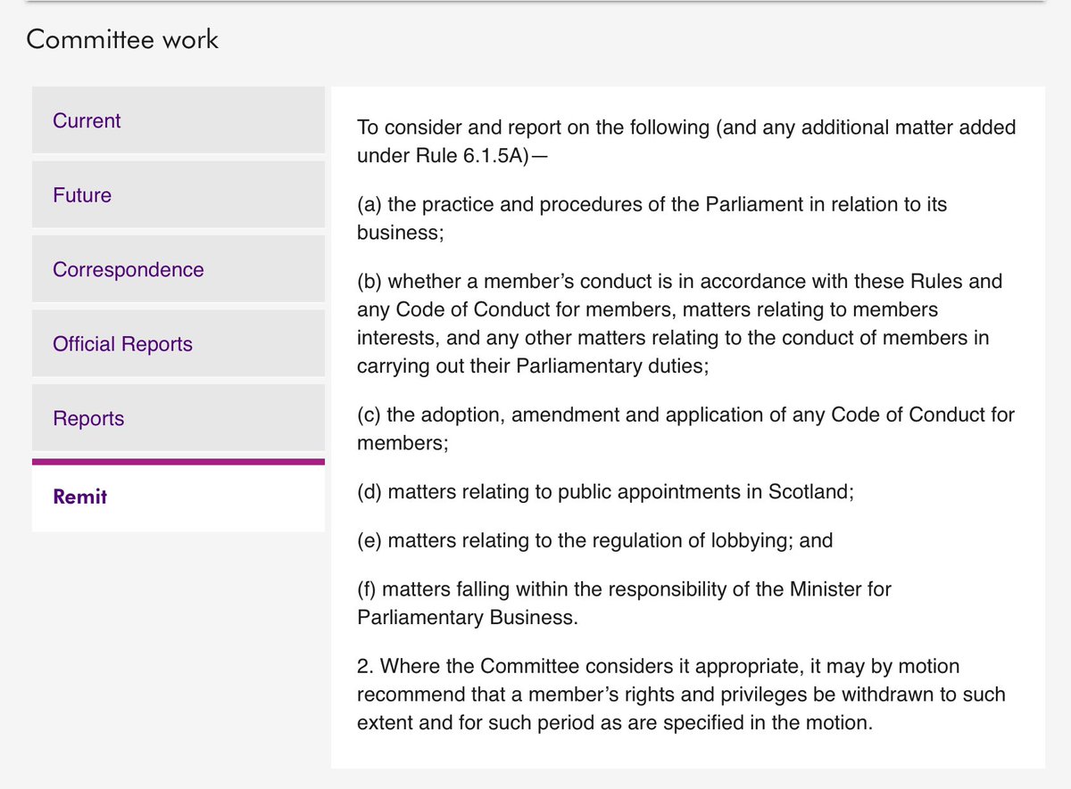 Considering their remit why is the SPCB investigating this @POScotParl? Why, given their remit, hasn’t it gone directly to the Standards, Procedures and Public Appointments Committee? Surely the SPPAC is most appropriate?