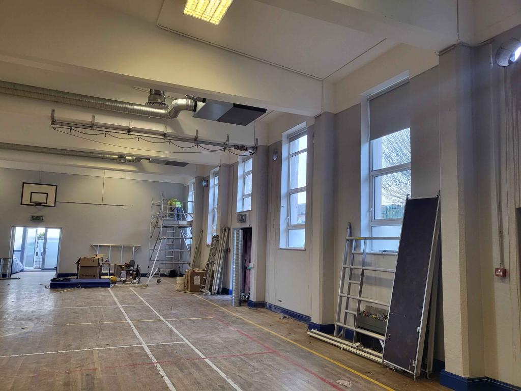 Work on our gym refurbishment is continuing every day. We have been notified that our exciting refurbishment and reconfiguration, for 3 special classes and four state of the art technical rooms, has been fully approved and will include a full rewiring of the school.This will incl