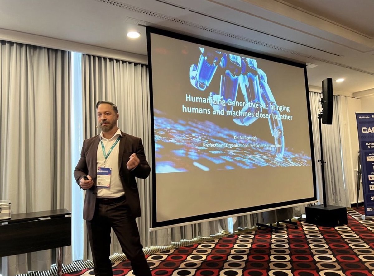 DrAFenwick's tweet photo. I had the pleasure today to present my thought leadership on the importance of humanizing AI as a way to bring humans and machines closer together in a responsible and sustainable manner. 

During my keynote at the Conversational AI & Customer Experience Summit in Munich, I spoke about the need to address issues we currently face with AI (specifically generative AI and large language models like #ChatGPT). As everyone today is looking to use AI as a tool to increase #productivity or improve customer interactions, the human component in AI implementation is left out of the equation which is bad for business and for society.

I also explained why (sometimes unintentionally) we design and use AI in ways that don’t benefit human values or potential. Thinking today how to be more proactive about humanizing AI at work and in commercial settings will not only motivate customers to continue to buy from you and employees to continue to work for you, but will benefit society as a whole. I provided some humanizing AI user cases to help plant the seed to become more human-centered with AI implementation. 

Humanizing AI is not just a moral imperative, it’s a business priority! 

#caces2023 #generativeAi #conversationalAI #artificialintelligence #psychology #technology #keynote #humanizeAI #thoughtleadership