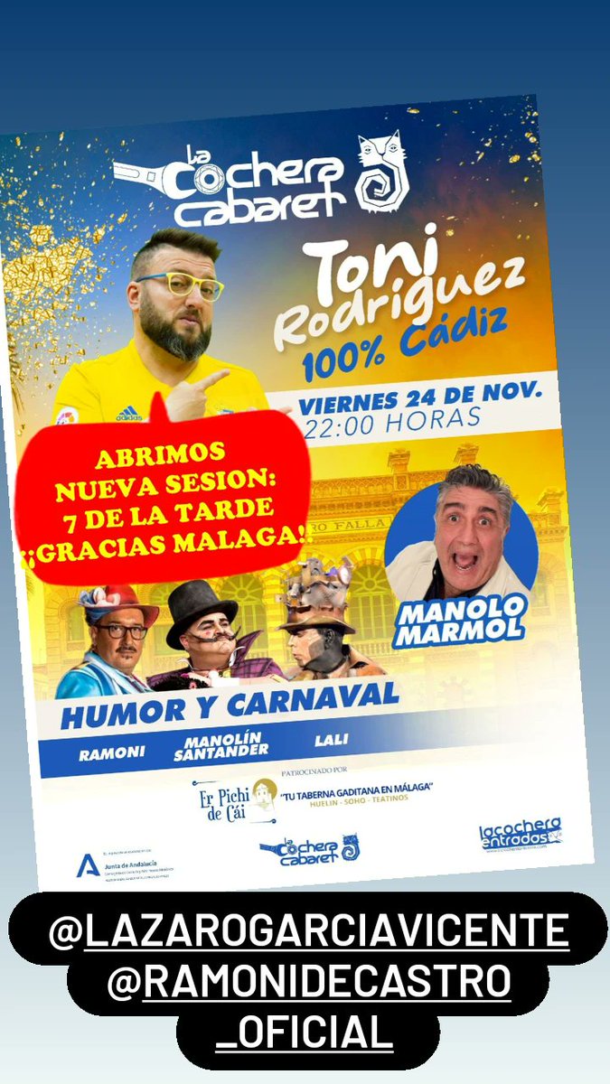 Vamoss familia y llenamos la segunda sesión !!!

<a href="/lalibandolero/">Lali</a> @RamoniCai <a href="/ManuelSantande1/">manolin_santander</a> <a href="/Carnavaladictos/">𝘾𝙖𝙧𝙣𝙖𝙫𝙖𝙡𝙖𝙙𝙞𝙘𝙩𝙤𝙨</a>