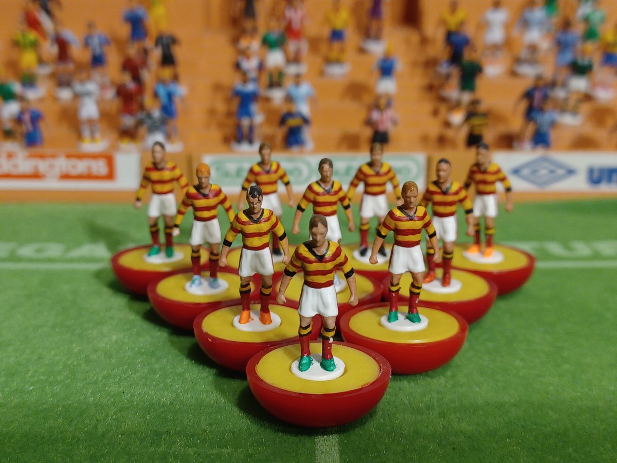 CorbieLinnRider's tweet photo. @PartickThistle @ptfc4ever @ThistleMascot
Partick Thistle 1961 - 1971
2K4 figures by Stefan Corda Subbuteo bases
Revel enamel paint.
I think I prefer the hoops to the more modern stripes. Glad they have changed back.
#tablefootball #soccer #football #subbuteo https://t.co/00E6jFLe1I