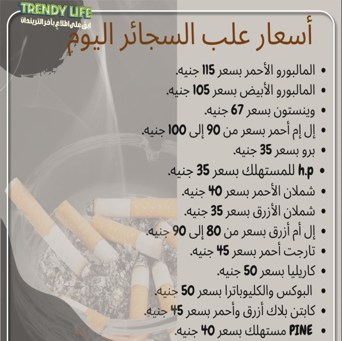 TrendyLife2023's tweet photo. أسعار علب السجائر اليوم 
#اسعار_السجائر https://t.co/E86I6Sp1G2