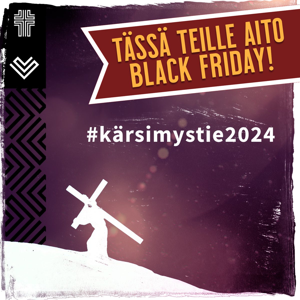 Käännä katseesi jo pääsiäisaikaan 2024, ja pitkäperjantaihin, joka on AITO BLACK FRIDAY !!!
Kärsimystie-katunäytelmä palaa kahdeksan vuoden tauon jälkeen Lahden katukuvaan pääsiäisenä 2024. 
#aitoblackfriday #kärsimystie #kärsimystie2024 #kestävääkumppanuutta #yhteisellätiellä