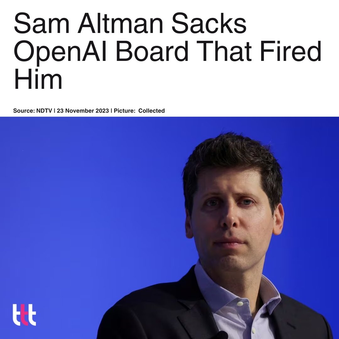 news_ftt's tweet photo. The board that fired Altman from his role as CEO of the ChatGPT creator has been almost entirely replaced following a rebellion by employees, cementing his position at the helm of the firm.

Source: NDTV
.
.
.
#ftt #news_ftt #OpenAI #SamAltman #OpenAIBoard #AI https://t.co/T0vzsnNWtD