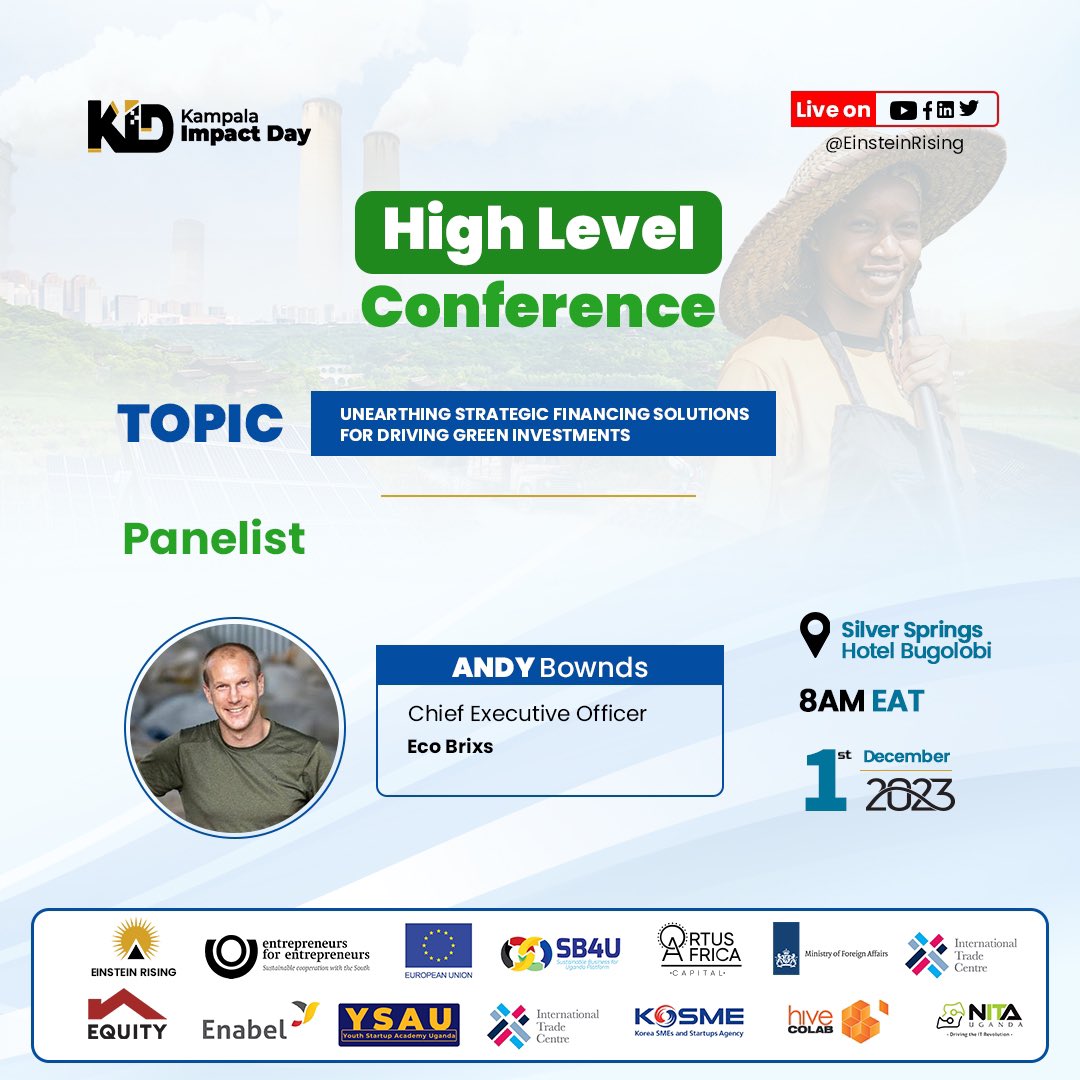 #KID2023 High-Level Conference Spotlight:

Meet Andy Bownds CEO of <a href="/EcoBrixs/">EcoBrixs</a> building Zero waste communities in Uganda through a closed-loop system.