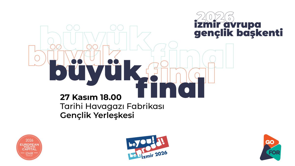 gofortr's tweet photo. İzmir'in final heyecanı sürüyor! #GoFor olarak başvuru aşamasından bu tarihi sürecin bir parçası olmanın gururunu yaşıyoruz 🌟
🌍 2026 #AvrupaGençlikBaşkenti'nin belirleneceği final seremonisi, 27 Kasım saat 18.00’de 🌴Tarihi Havagazı Fabrikası’nda canlı olarak izlenebilecek. 👀 https://t.co/qBjI8Z6eXS