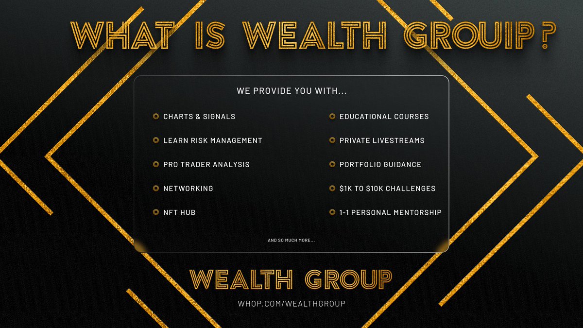 When joining the <a href="/WealthGroup_/">Old account</a> community you get...
🔥 Charts &amp; Signals
🚀 Educational Courses
🧠 Pro Analysis
👏 Private Livestreams
🎉 1-1 Mentorships
👀 1k to 10k Challenges
🐂 Portfolio Guidance
🍀 Plus a lot more!

Don't sleep on this golden opportunity!👇
