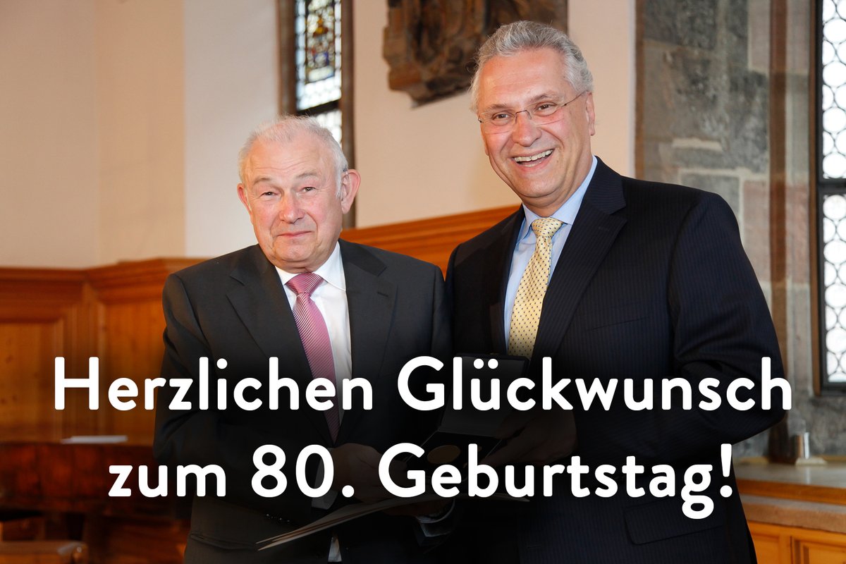 BayStMI's tweet photo. In seiner 14-jährigen Amtszeit als Bayerns Innenminister hat sich Dr. Günther #Beckstein maßgeblich für die Innere Sicherheit im Freistaat engagiert und diese zum Markenzeichen Bayerns gemacht. 

Herrmann gratuliert seinem langjährigen Amtsvorgänger zu diesem besonderen Ehrentag. https://t.co/4bL8EjSs0n