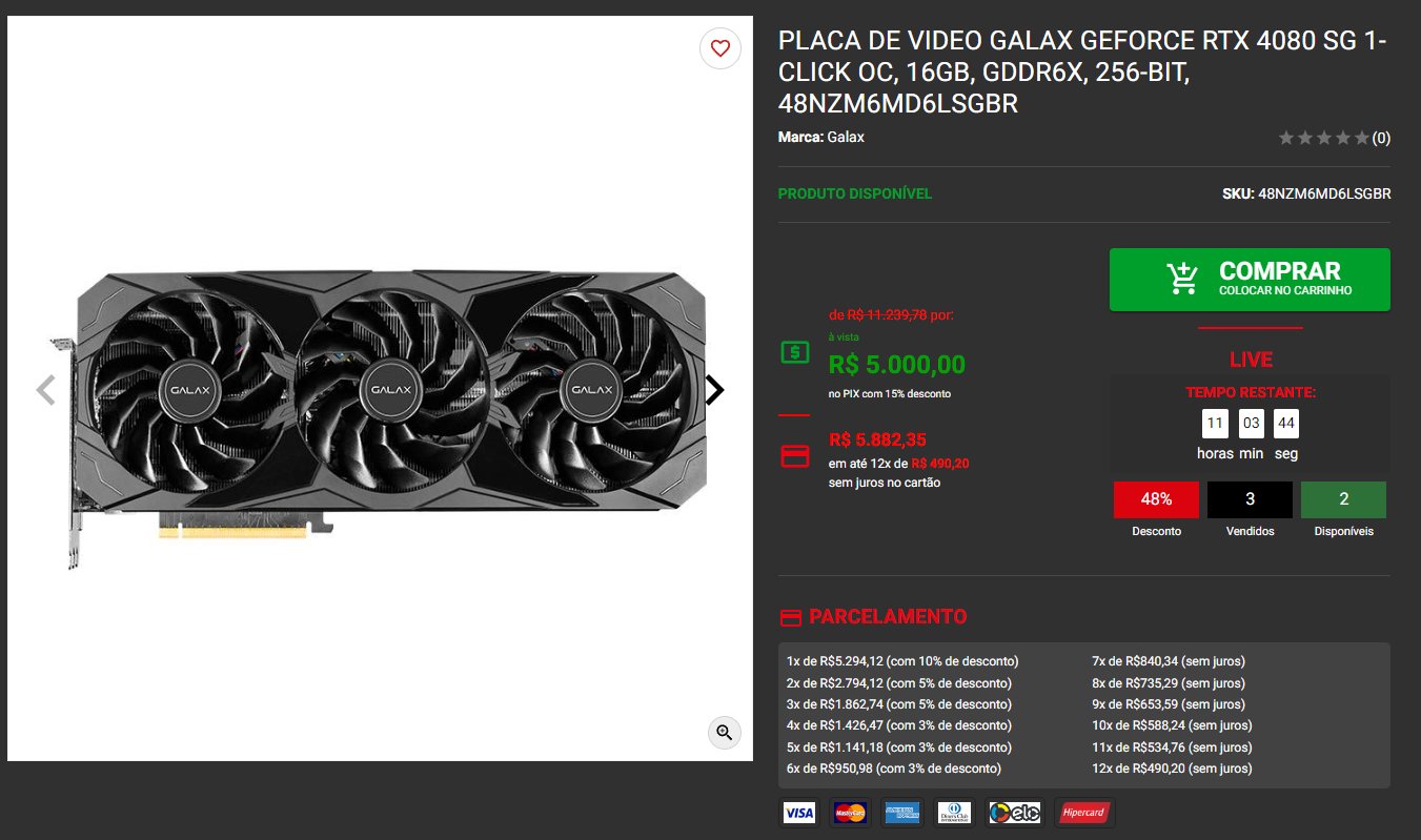 Placa de Video Galax Geforce RTX 4080 SG 1-Click OC, 16GB, GDDR6X, 256-bit,  48NZM6MD6LSGBR