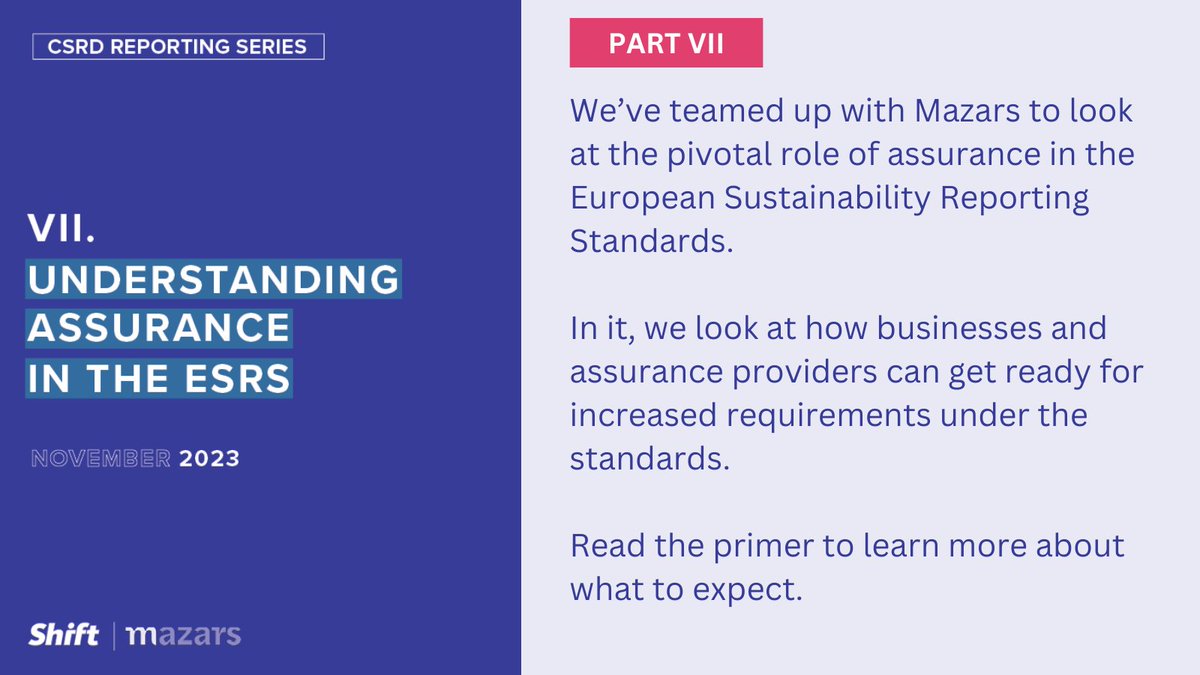 For the 7th instalment of the #CSRD Reporting Series, we’ve teamed up with @Mazars_UK to outline how companies and assurance providers can prepare for increased assurance requirements under the #ESRS. Read it here 👉bit.ly/43YoOfL