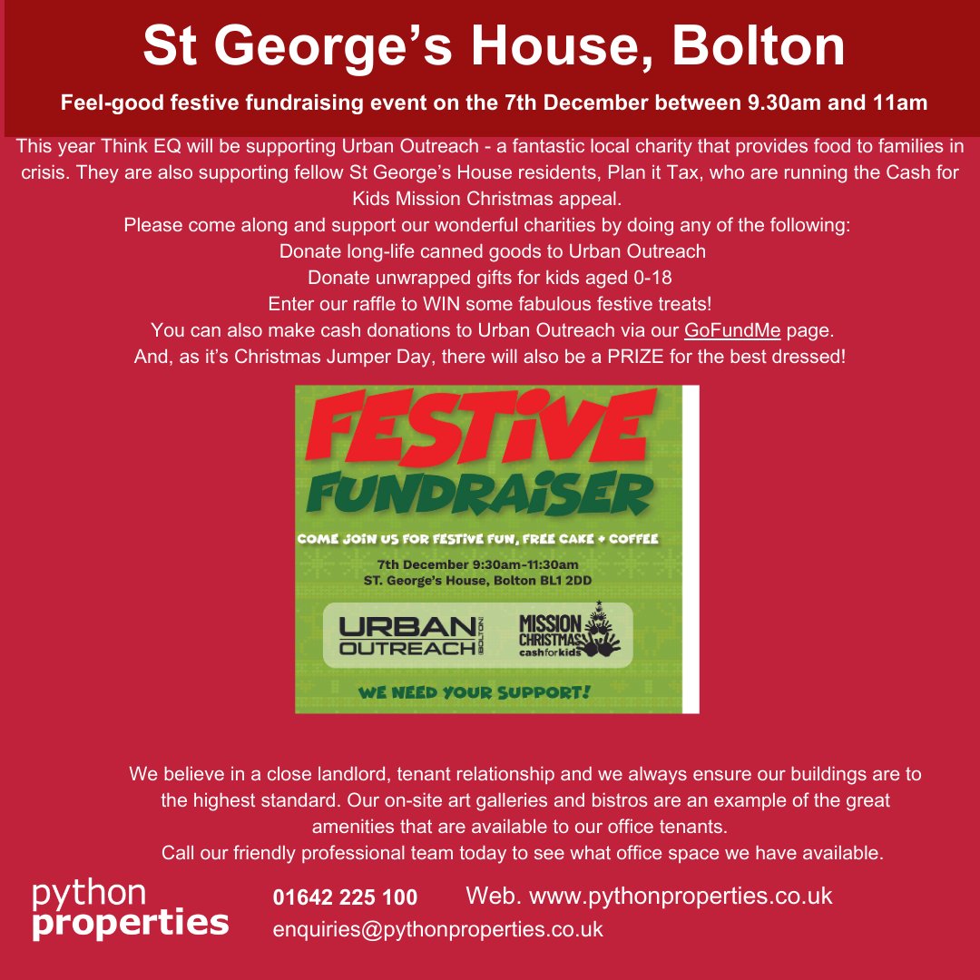 Python_Prop's tweet image. St George's House in Bolton is holding a charity event to raise cash for children on the 7th December between 9.30am and 11am #charity