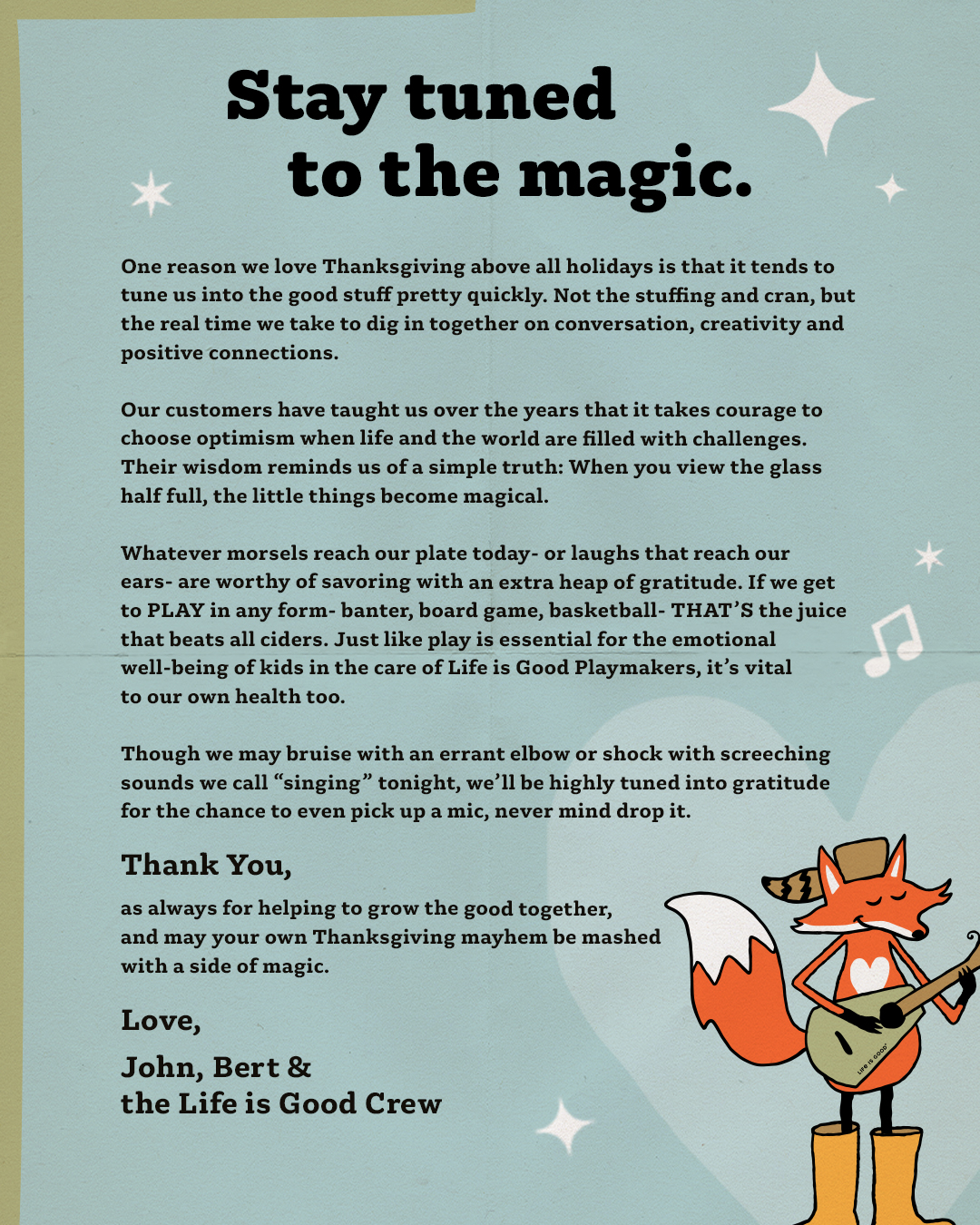 life is good on x: "we're feeling grateful. we're feeling thankful