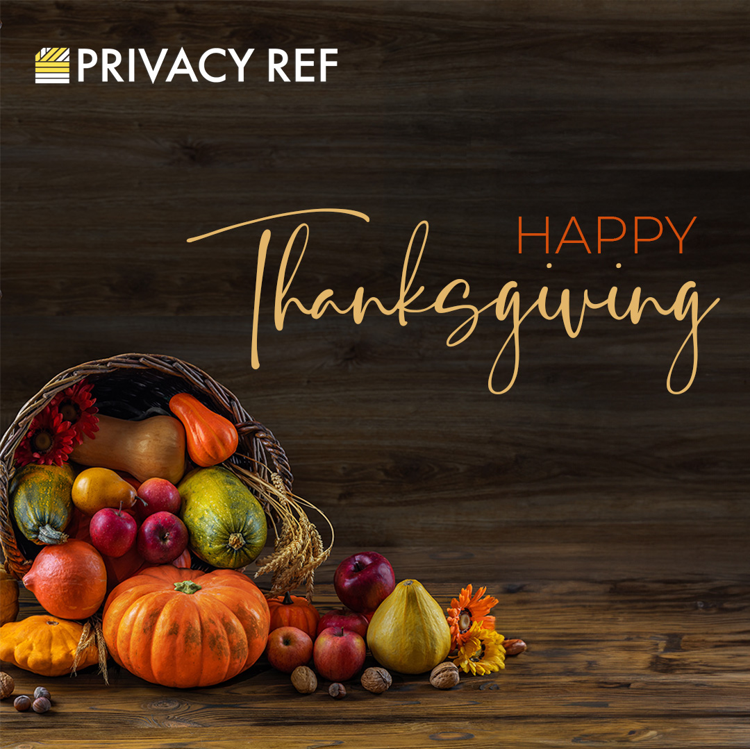 PrivacyRef's tweet image. Happy Thanksgiving! 🍂🍁 
May this and all days be filled with joy, laughter, and love.

#Thanksgiving #Grateful #PrivacyRef